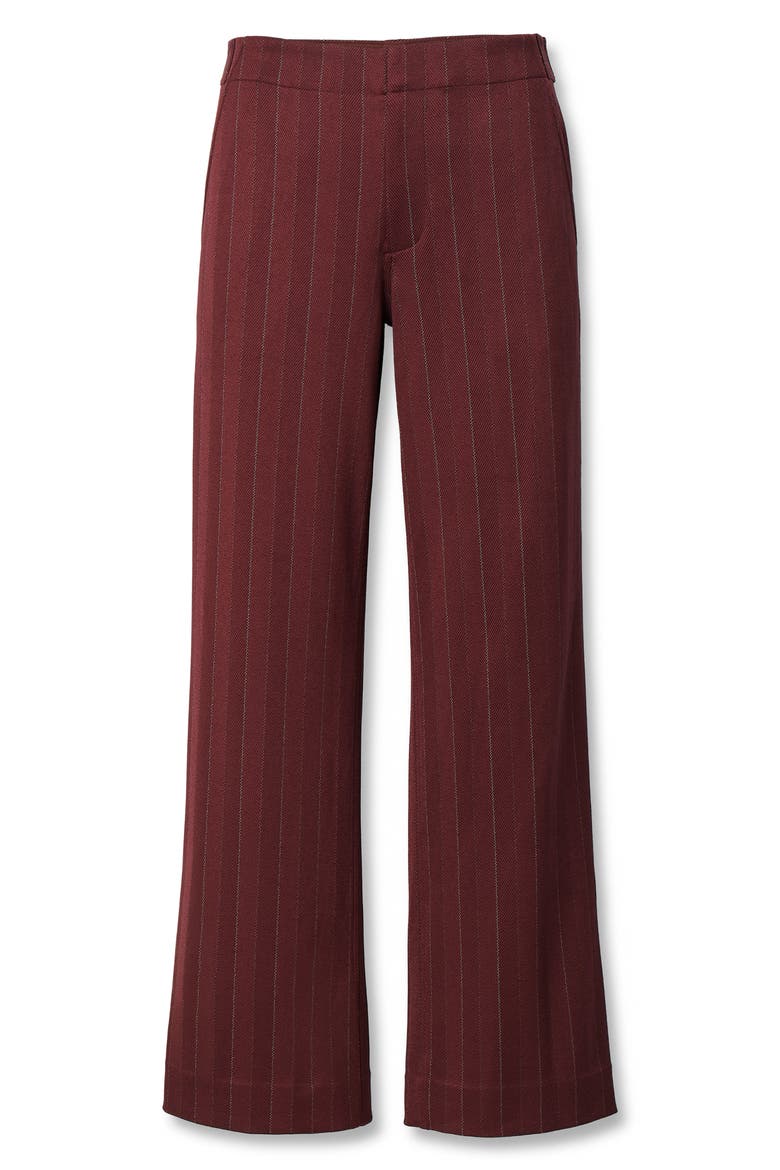 Irina Pinstripe Wide Leg Jacquard Ponte Pants, Alternate, color, BURGUNDY MULTI
