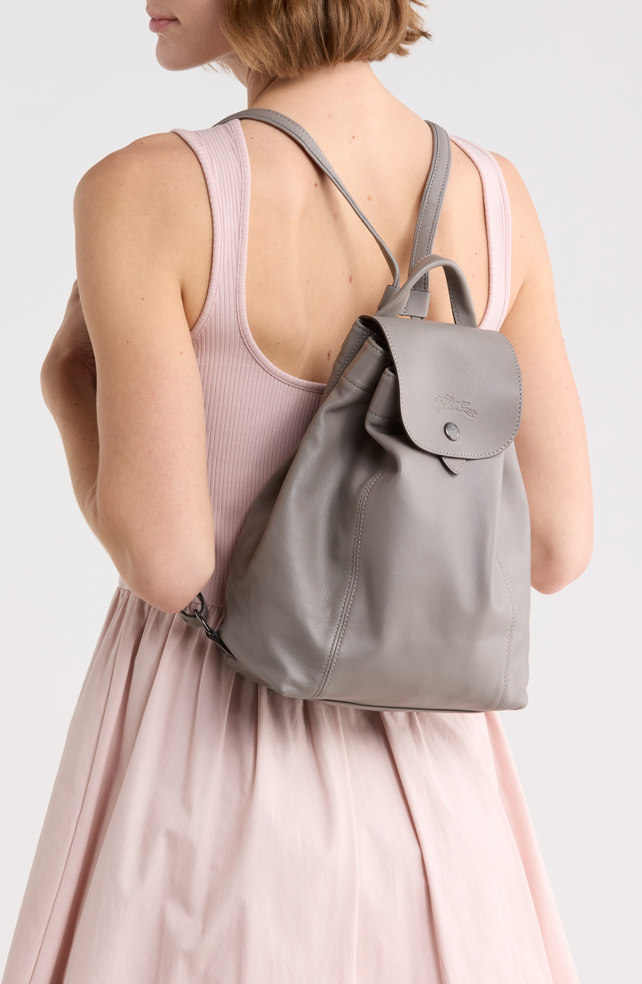 Longchamp Le Pliage Leather Backpack, Alternate, color, 