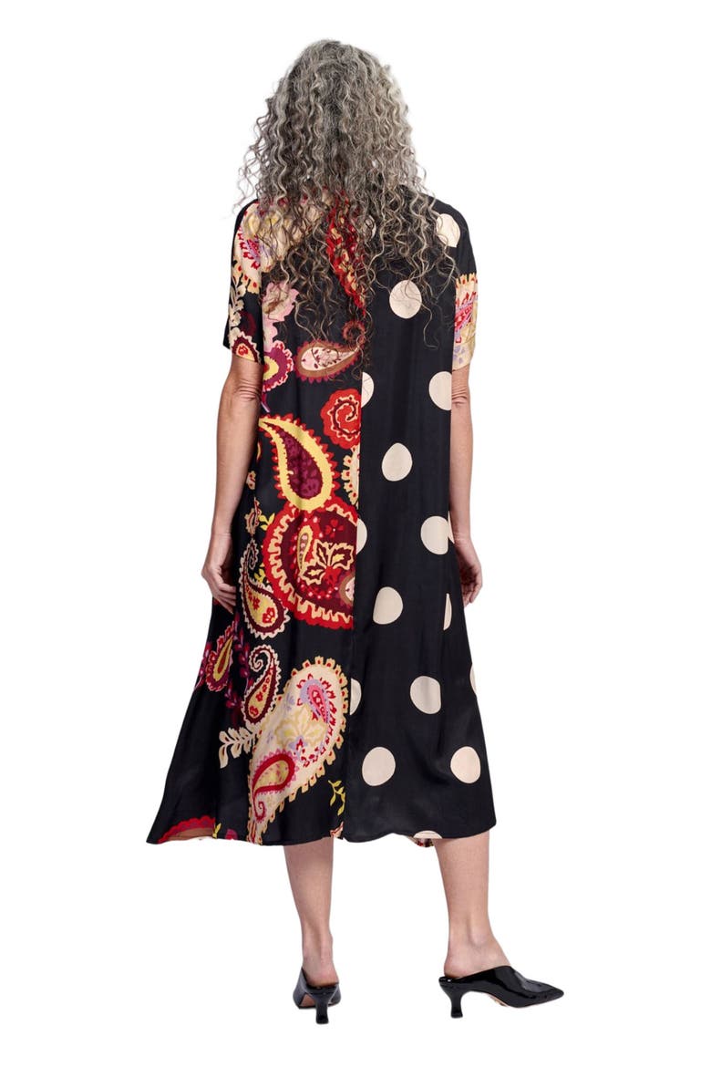 Fiesta mixed print V-neck midi dress, Alternate, color, Black Paisley Print