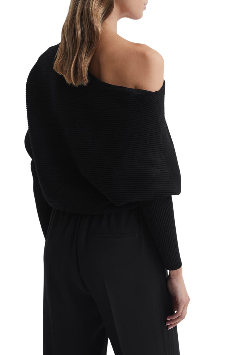 Reiss Lorna Off the Shoulder Rib Sweater, Alternate, color, Black
