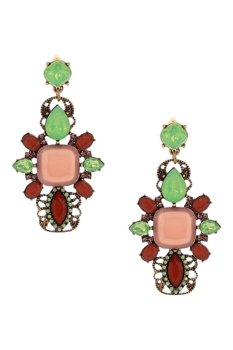 Beila Collage Drop Earrings, Main, color, BURNISHED GOLD / MULTI