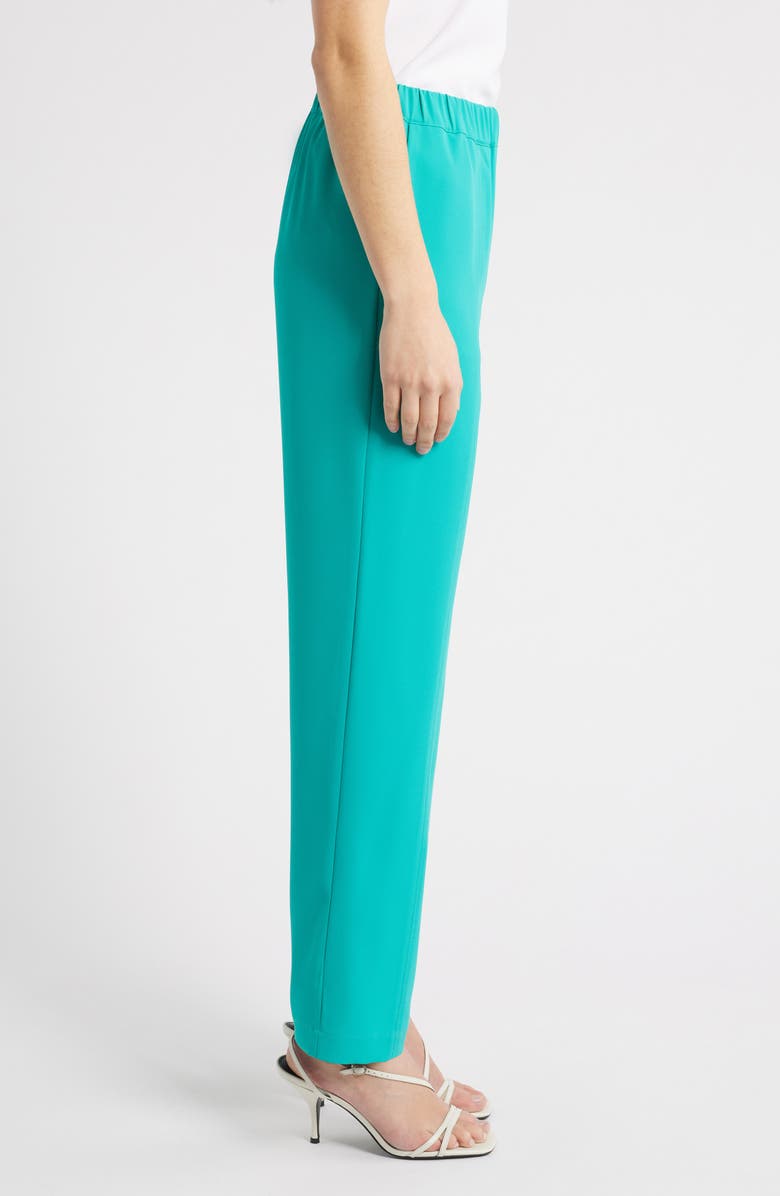 Ming Wang Crêpe de Chine Pants, Alternate, color, Emerald Awe