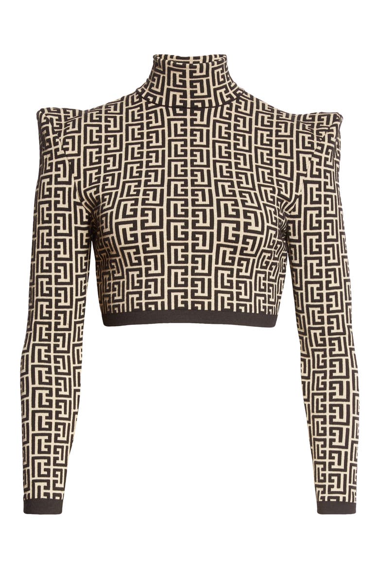 Monogram Jacquard Crop Top, Alternate, color, IVOIRE / NOIR