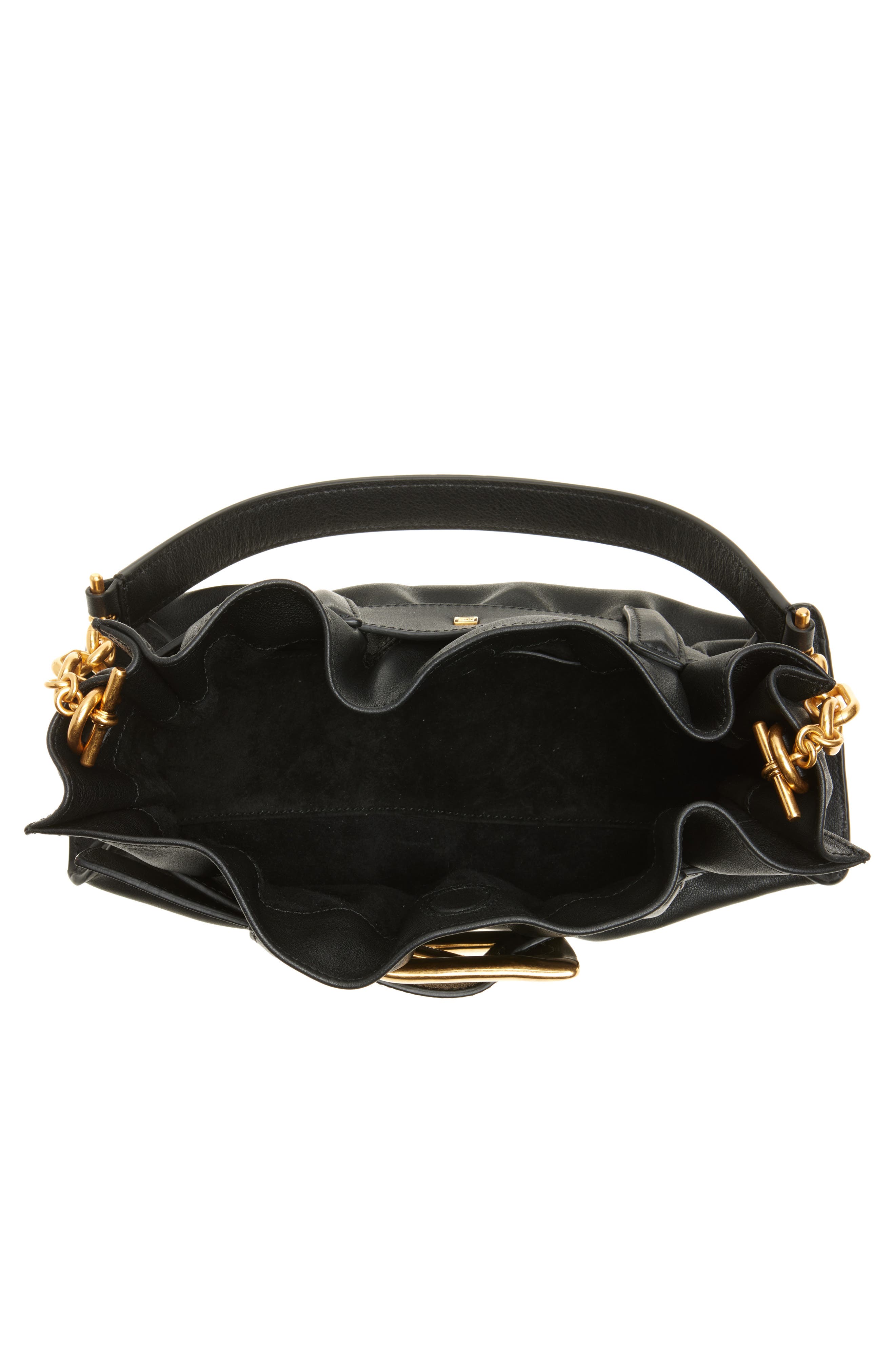 Balmain Mini Anthem Leather Shoulder Bag, Alternate, color, Black