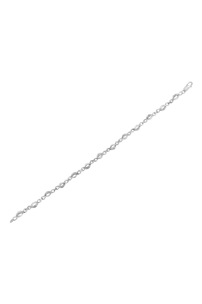 Silver Prong Set Diamond Accent Curved Spiral Link Bracelet, Alternate, color, White