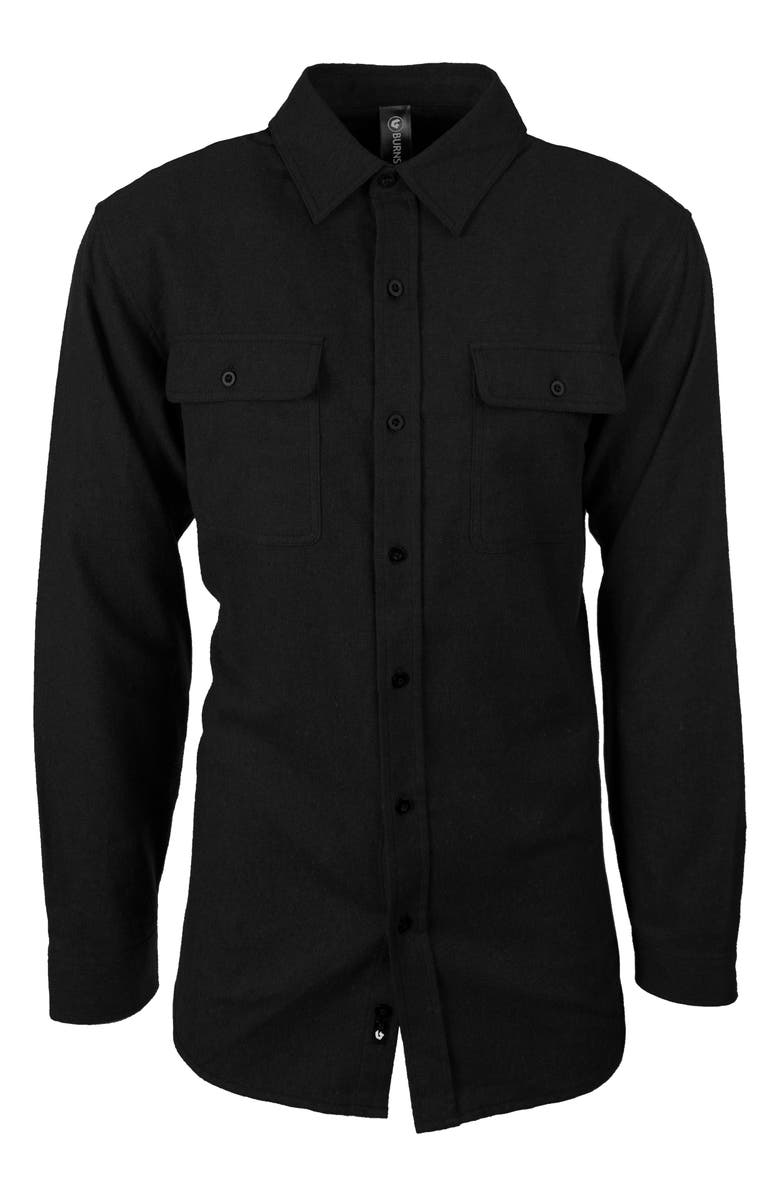 BURNSIDE Yarn Dye Flannel Button-Up Shirt, Main, color, Charcoal