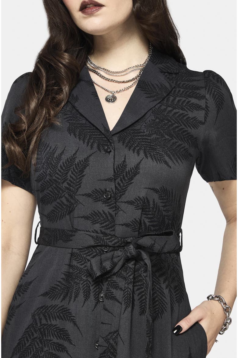 Ruin Fern Button Midi Shirt Dress, Alternate, color, Grey