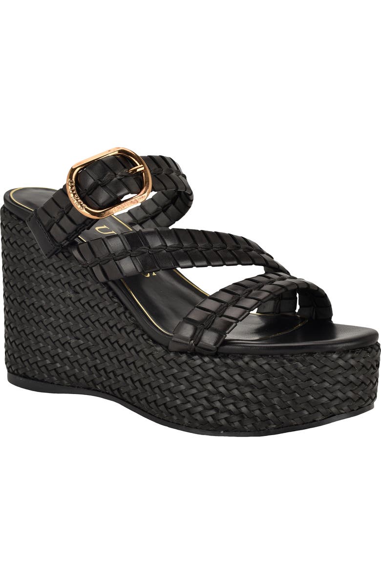 GUESS Evana Platform Wedge Sandal, Main, color, Black 001