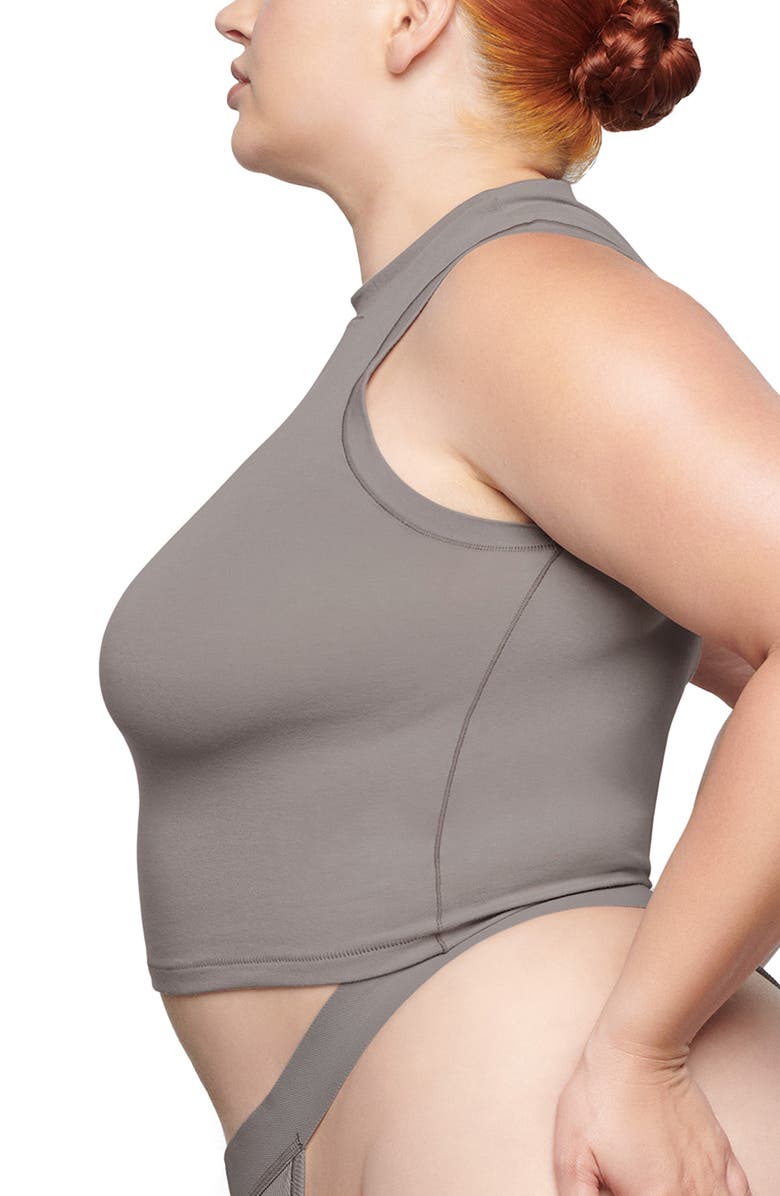 SKIMS Stretch Cotton Jersey Mock Neck Tank, Alternate, color,