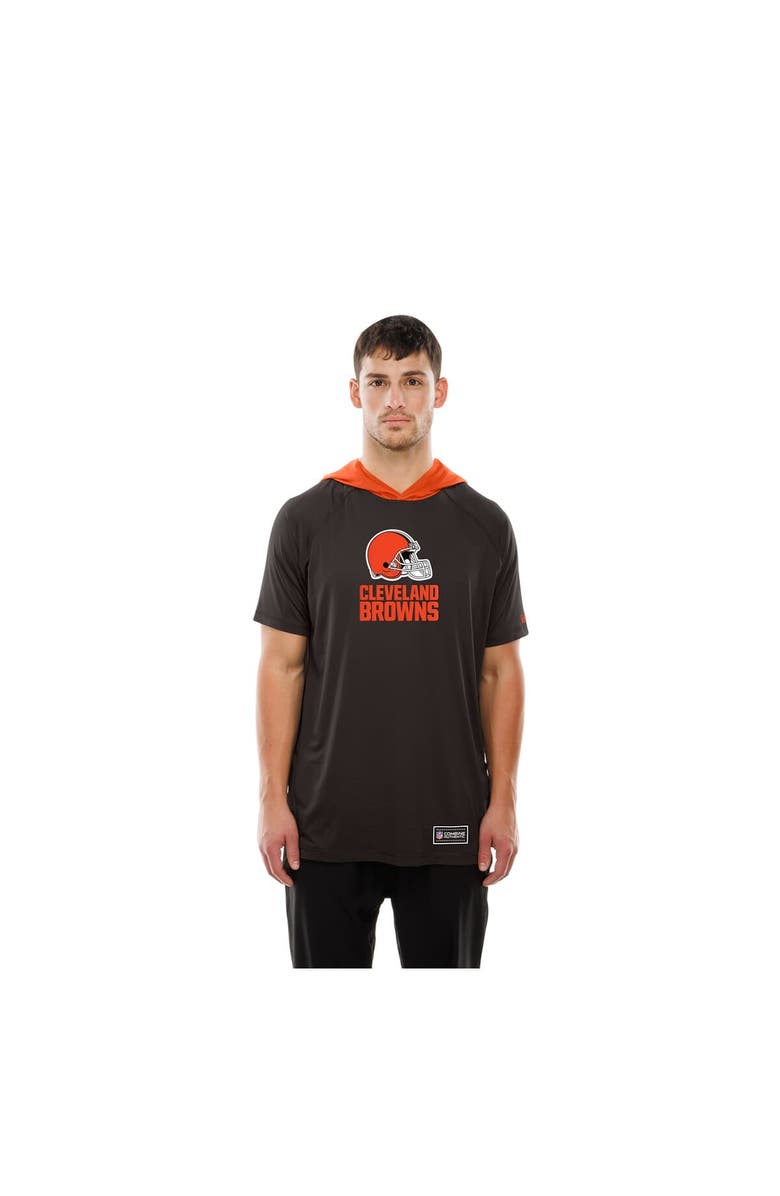 New Era Men's New Era Brown Cleveland Browns Combine Authentic Hooded Raglan Short-Sleeve T-Shirt, Alternate, color, Brown