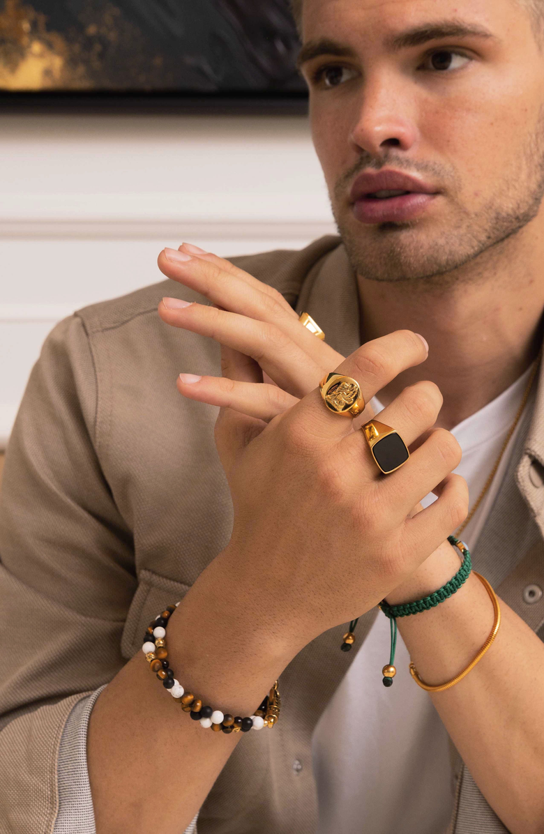 Nialaya Gold Signet Ring, Alternate, color, Gold / Black Onyx