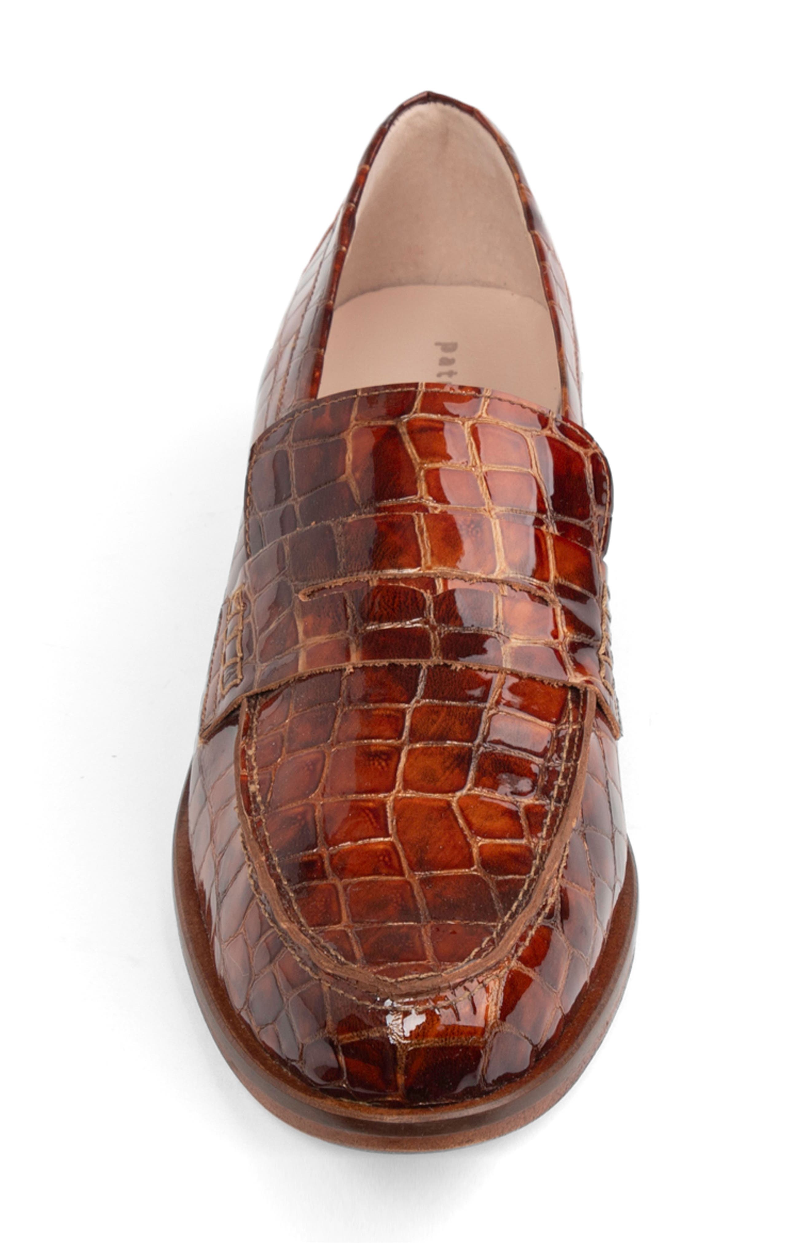 Vince Croc Embossed Penny Loafer, Alternate, color, COGNAC PATENT CROC