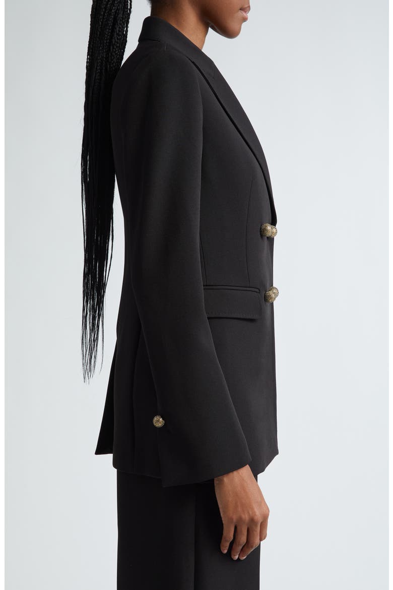 Crystal Button Stretch Cady Blazer, Alternate, color, BLACK