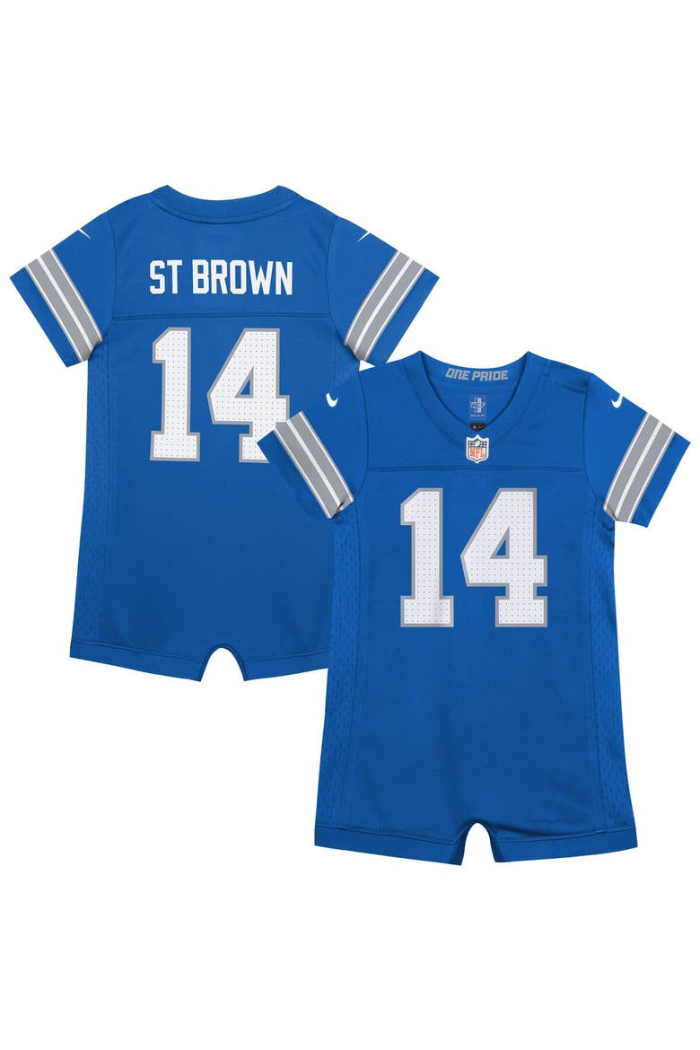 Newborn & Infant Nike Amon-Ra St. Brown Blue Detroit Lions Game Romper Jersey, Main, color, Blue