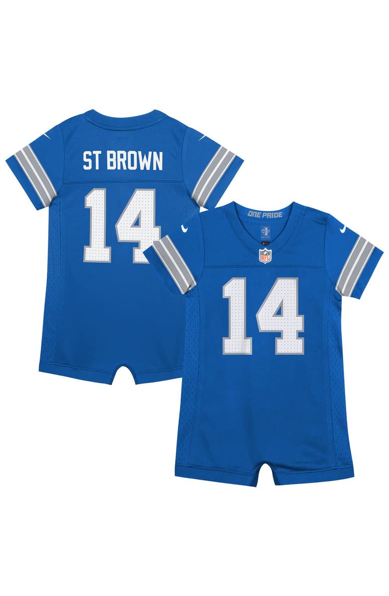 Nike Newborn & Infant Nike Amon-Ra St. Brown Blue Detroit Lions Game Romper Jersey, Main, color, Blue