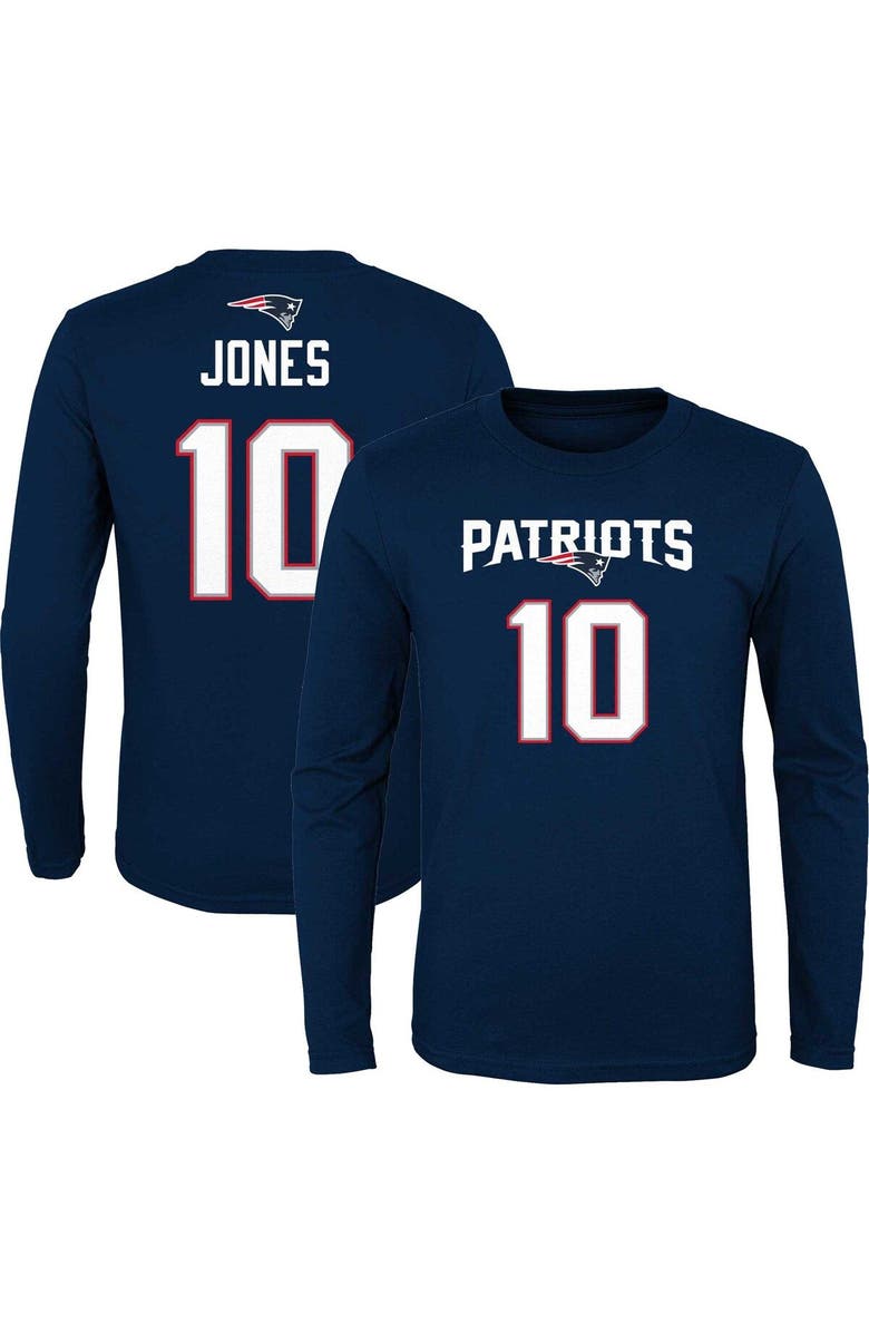 Outerstuff Youth Mac Jones Navy New England Patriots Mainliner Player Name & Number Long Sleeve T-Shirt, Main, color, 