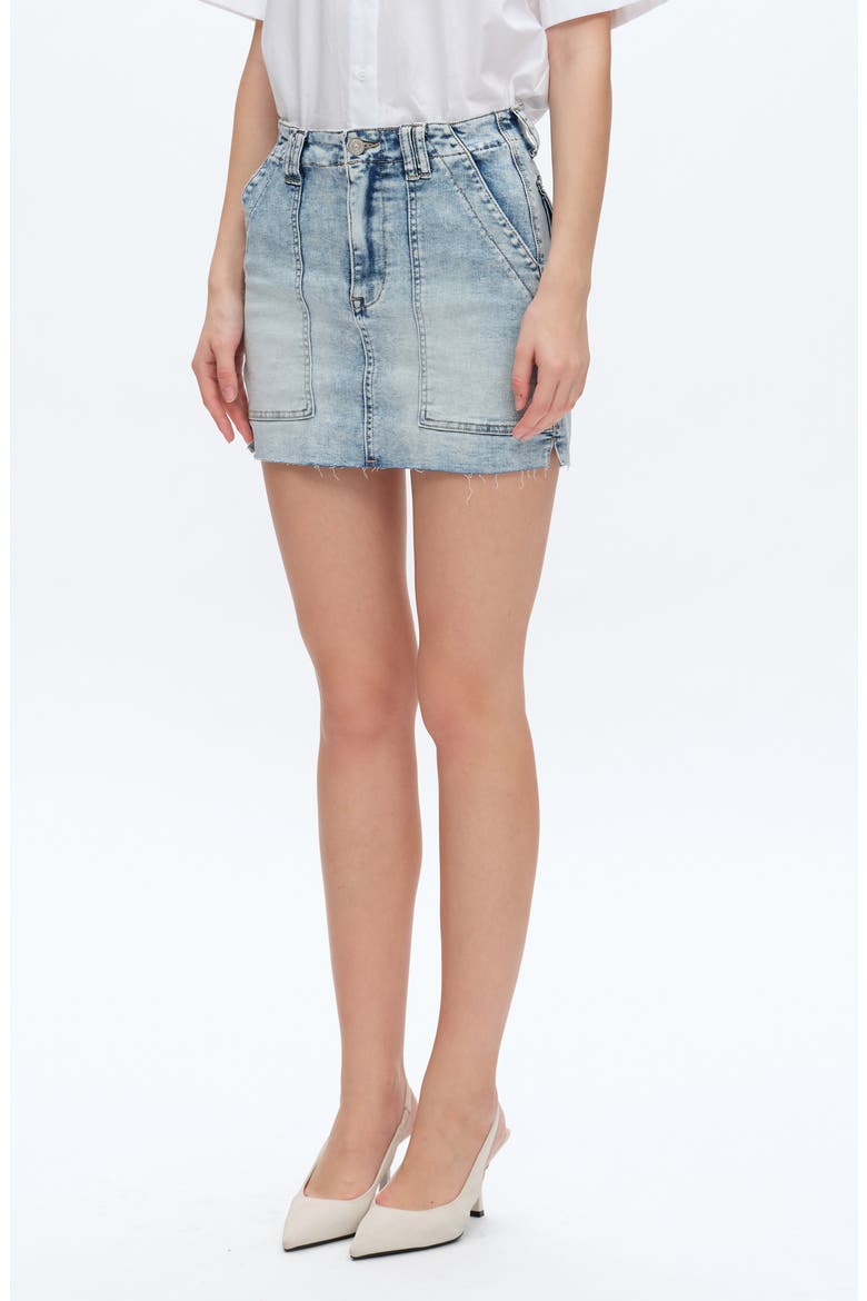 Cutoff Denim Miniskirt, Alternate, color, MEDIUM BLUE