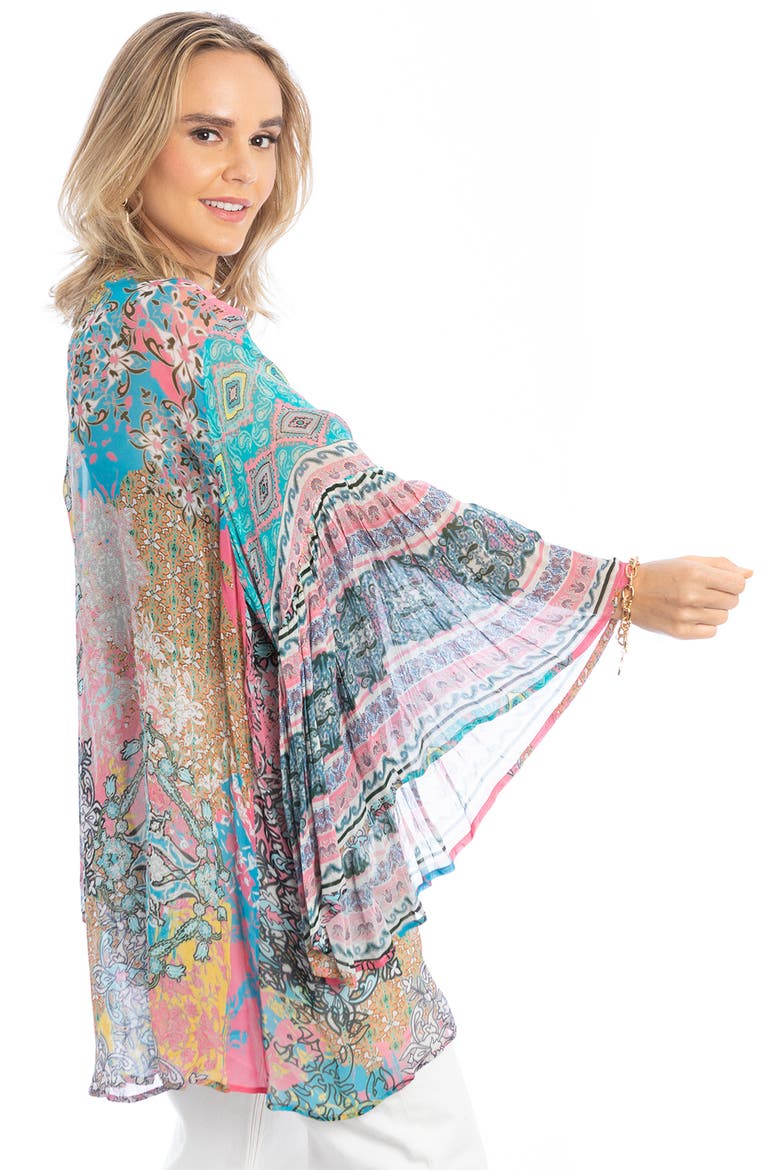 Floral Print Bell Sleeve Ruana, Alternate, color, PINK