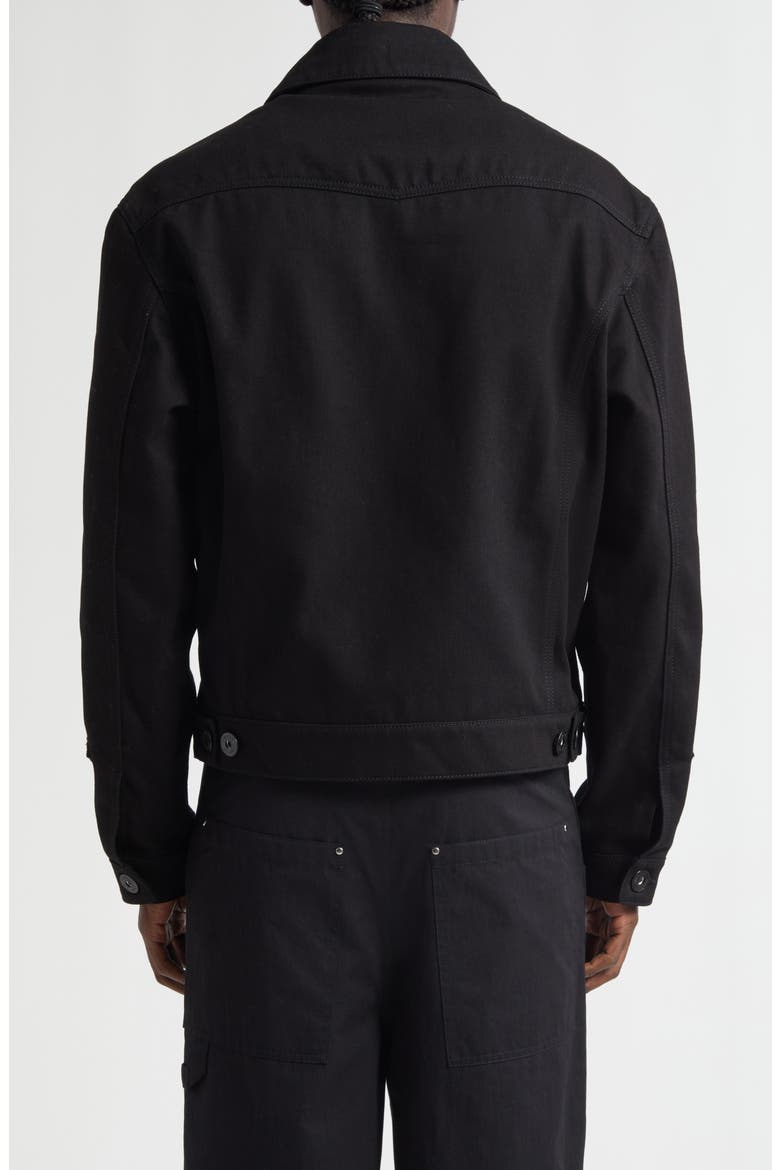 Frogged Cotton Denim Trucker Jacket, Alternate, color, BLACK