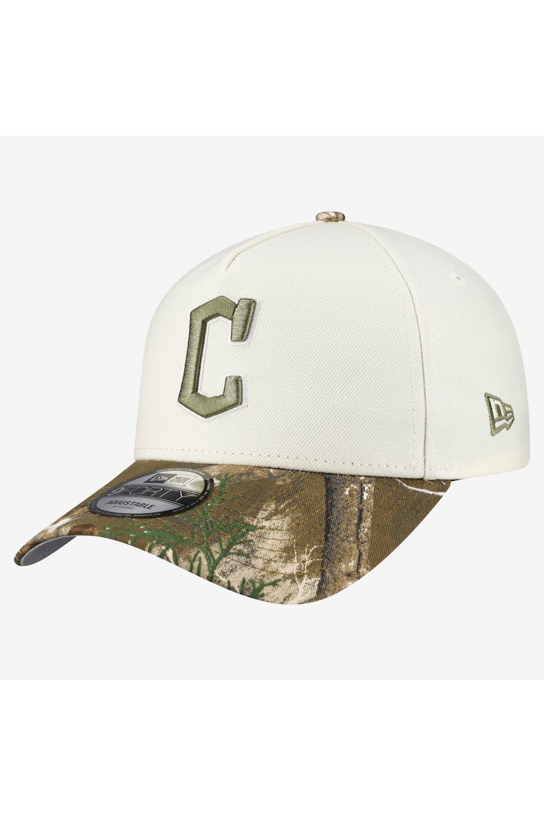 Men's New Era Khaki/Realtree Camo Cleveland Guardians 9FORTY A-Frame Adjustable Hat, Alternate, color, Khaki