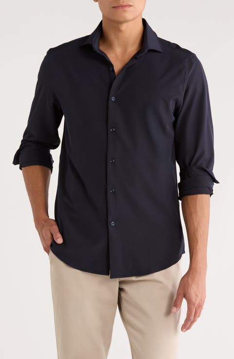 Solid Tech Button-Up Shirt