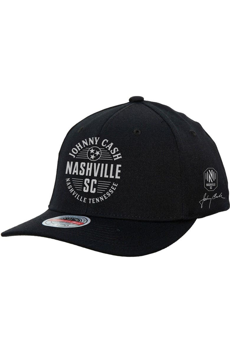 Mitchell & Ness Men's Mitchell & Ness Black Nashville SC x Johnny Cash Adjustable Hat, Main, color, 