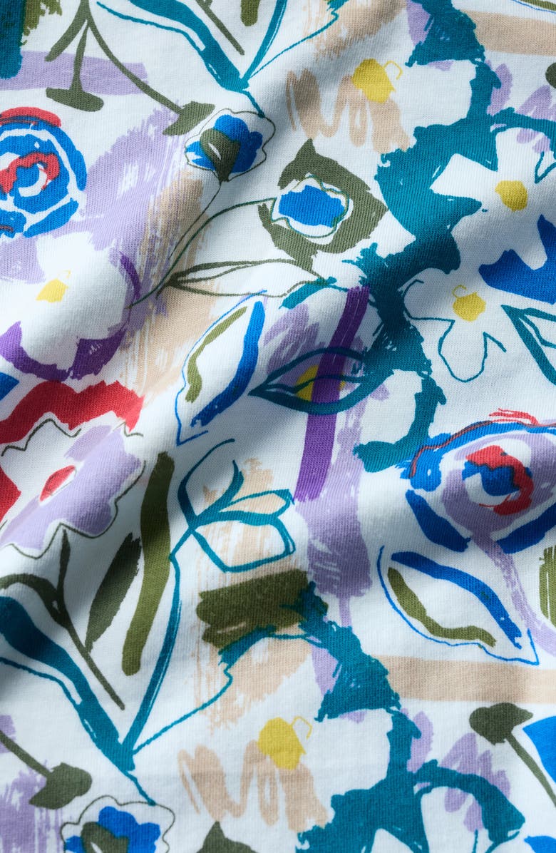 Seasalt Cornwall Poisson Print Organic Coton T-Shirt, Alternate, color, Studio Floral Chalk