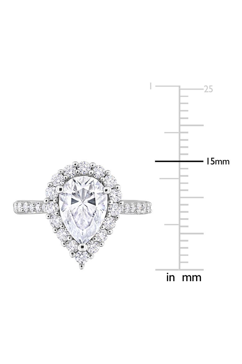 Sterling Silver Pear Cut Lab Created Moissanite Halo Ring, Alternate, color, SILVER