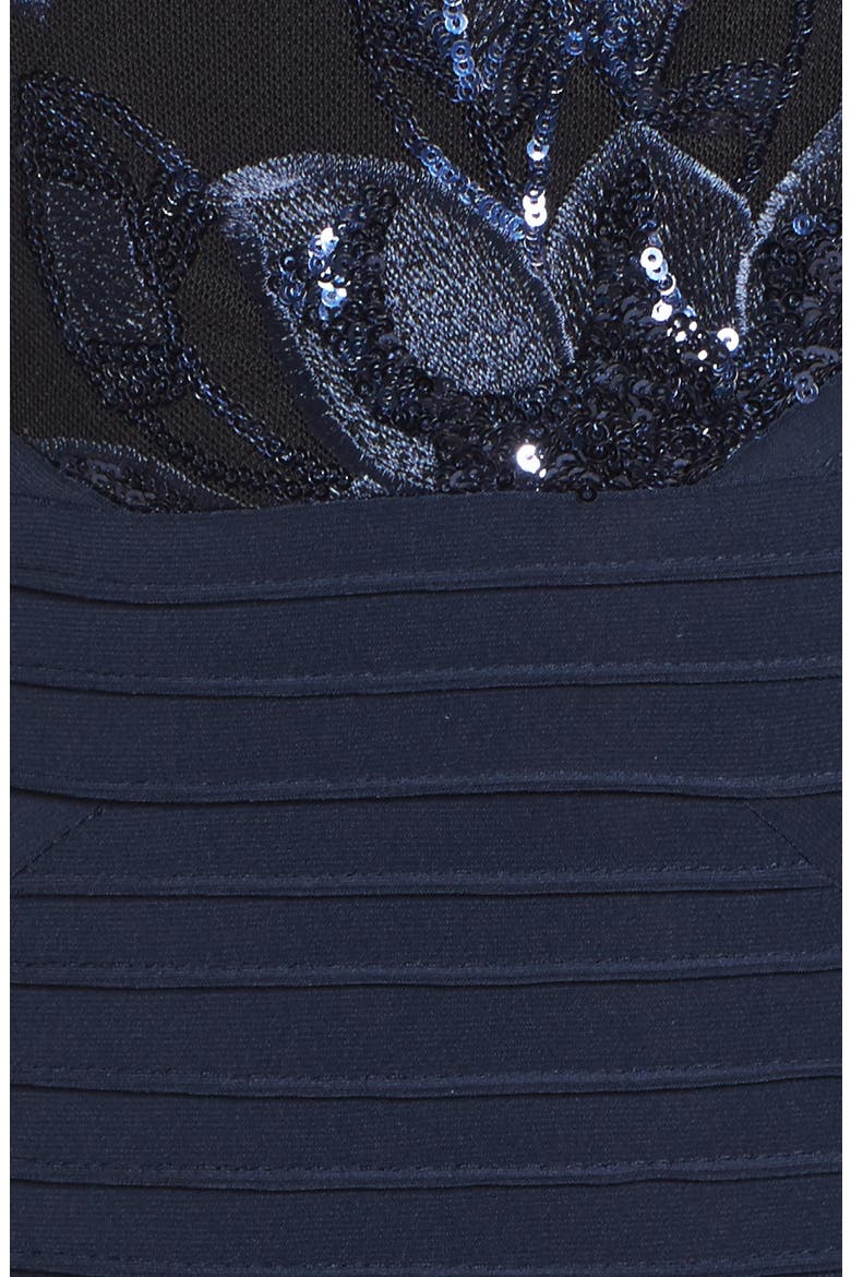 Floral Sequin & Jersey Sheath Dress, Alternate, color, NAVY