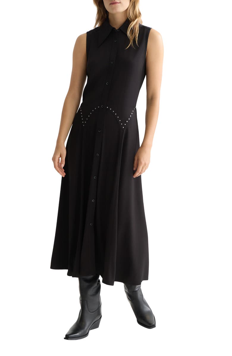 Scotch 
Soda Stud Accent Sleeveless Midi Shirtdress, Main, color, Meteorite