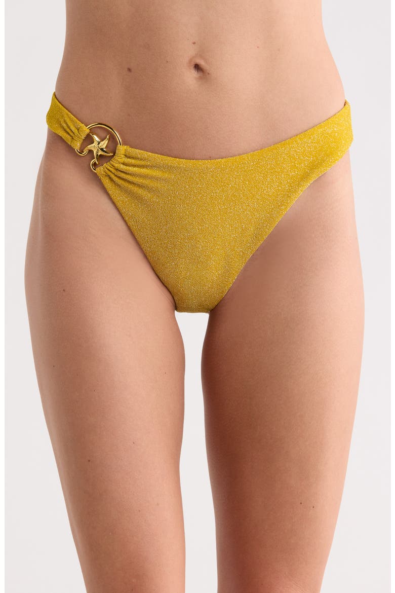 Dive In High Waist Bikini Bottoms, Main, color, GOLD FLAKE