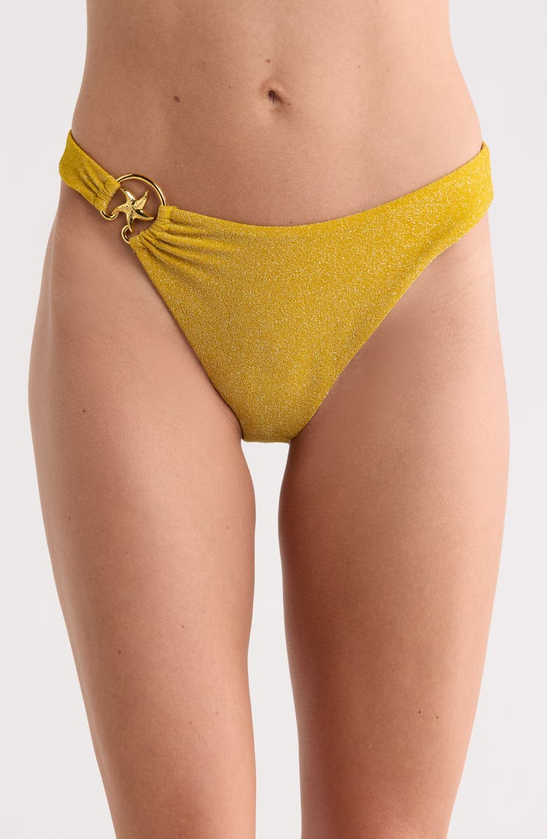 Dippin Daisys Dive In High Waist Bikini Bottoms, Main, color, Gold Flake