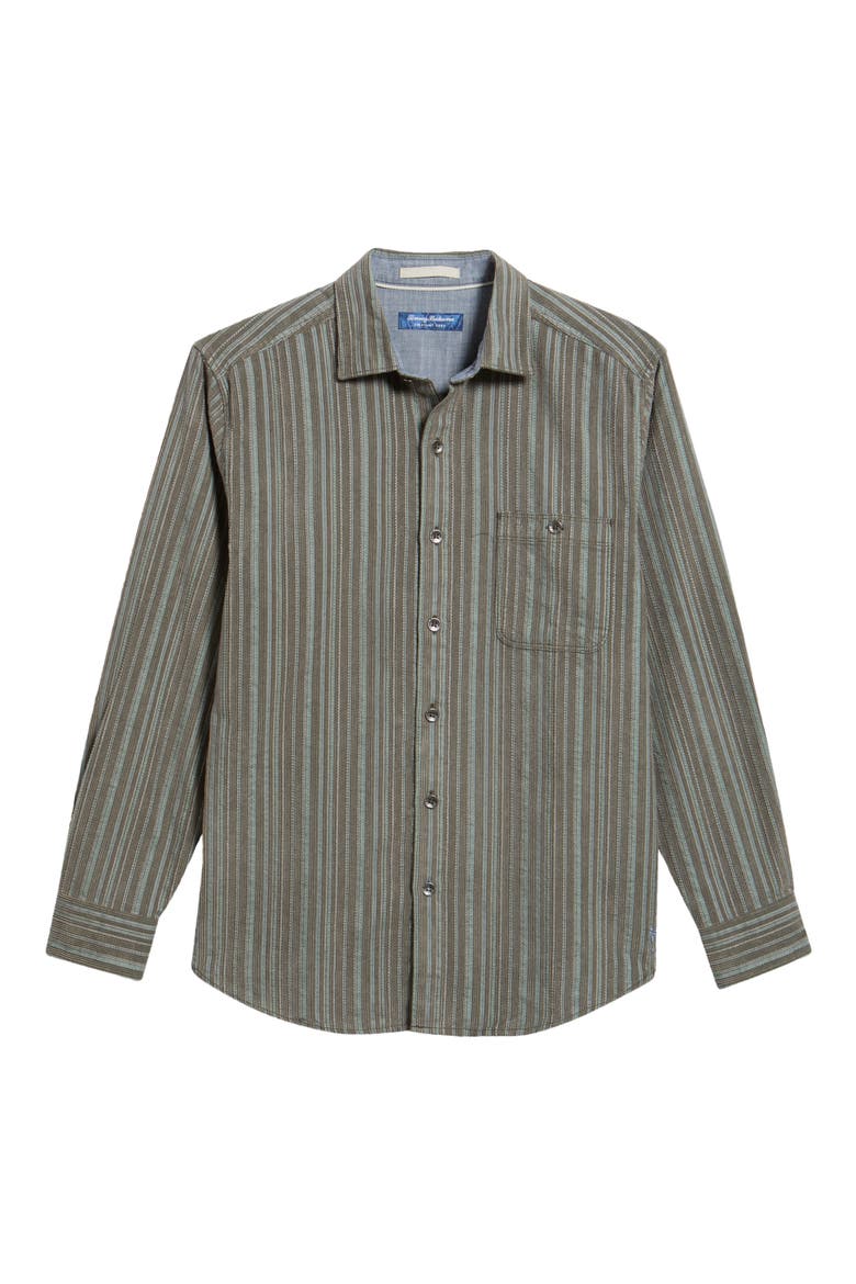 Coastline Cord Montecito Stripe Cotton Corduroy Button-Up Shirt, Alternate, color, TEA LEAF