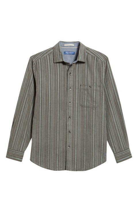 Coastline Cord Montecito Stripe Cotton Corduroy Button-Up Shirt