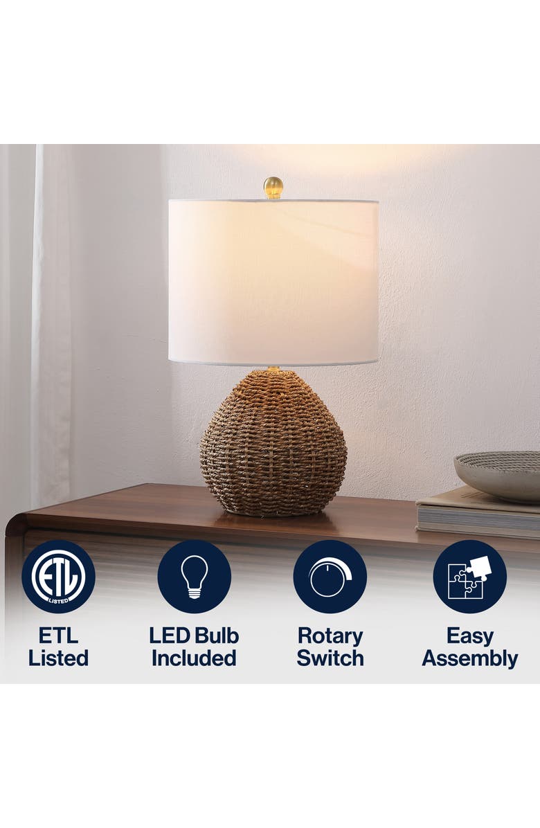 JONATHAN Y Kona Classic Rattan/Iron LED Table Lamp, Alternate, color, Brown