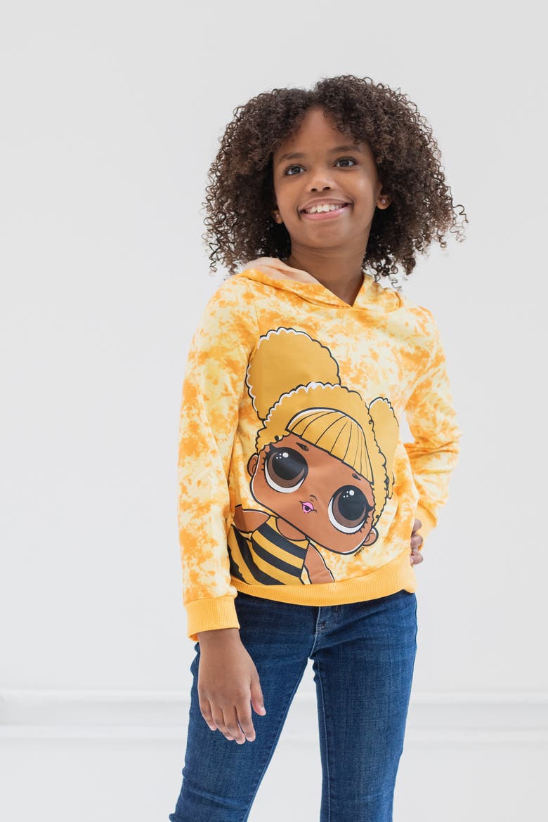 Queen Bee Tie-Dye Hooded Sweatshirt, Alternate, color, Queen Bee Orange