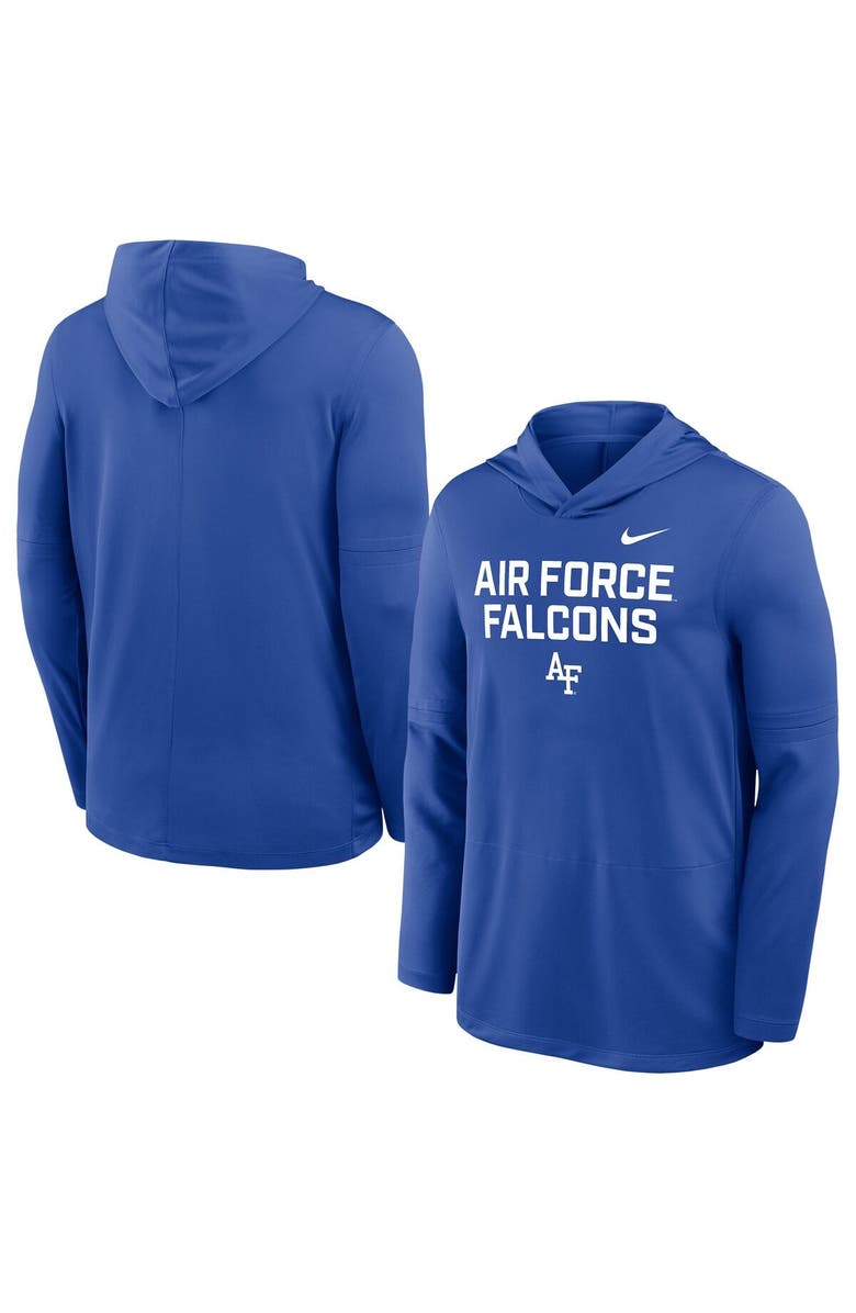 Nike Men's Nike Royal Air Force Falcons 2025 Sideline Dri-FIT Long Sleeve Hoodie T-Shirt, Main, color, Royal