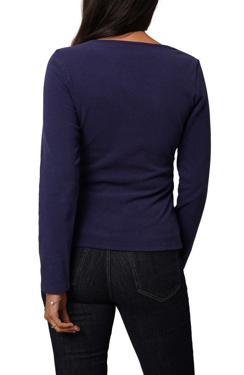 CYRUS Long Sleeve Faux Wrap Top, Alternate, color, Indigo