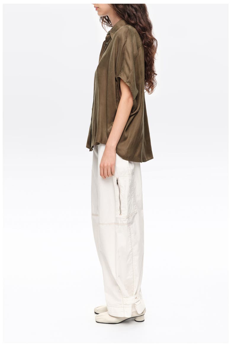 Draped Cape Shirt, Alternate, color, KHAKI