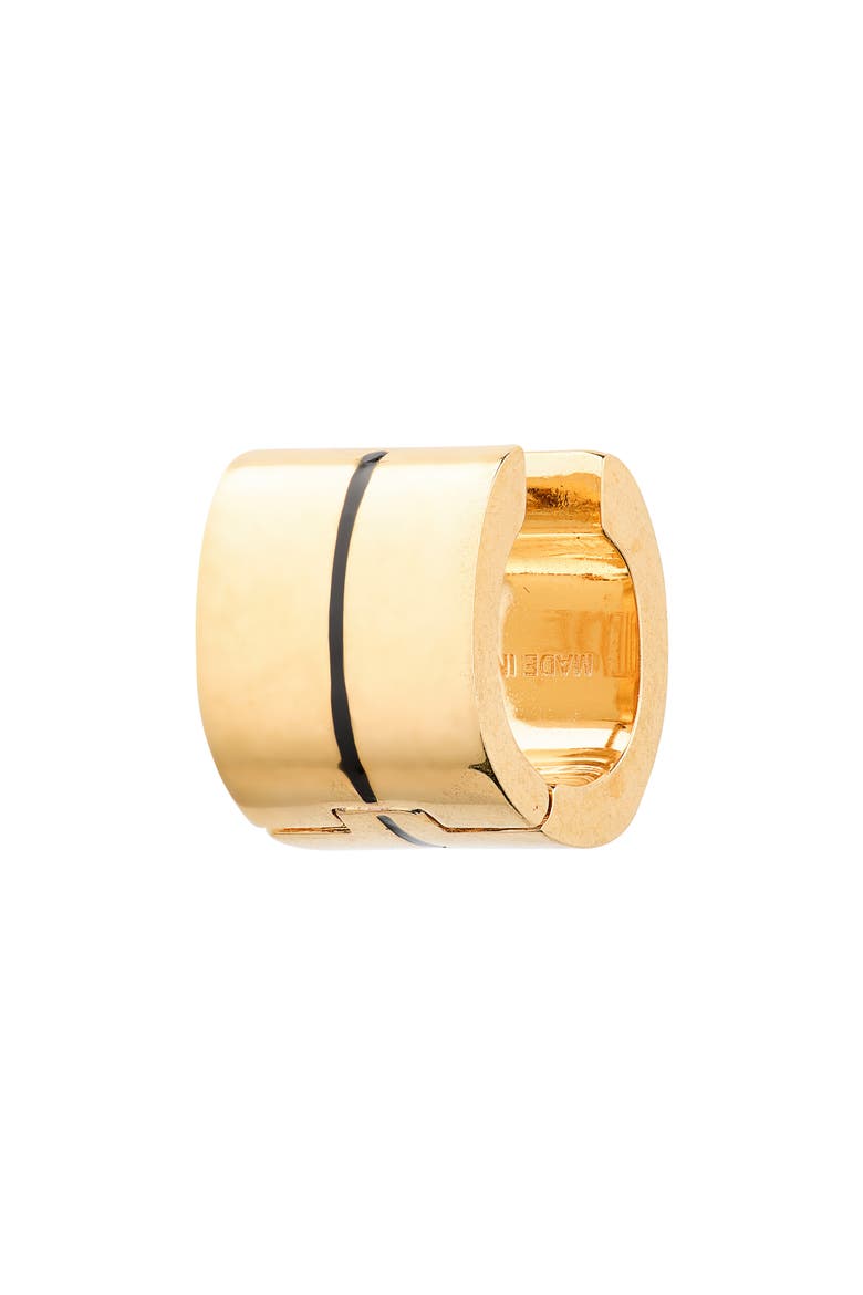 Signature Stripe Huggie Hoop Earrings, Alternate, color, BLACK/ GOLD