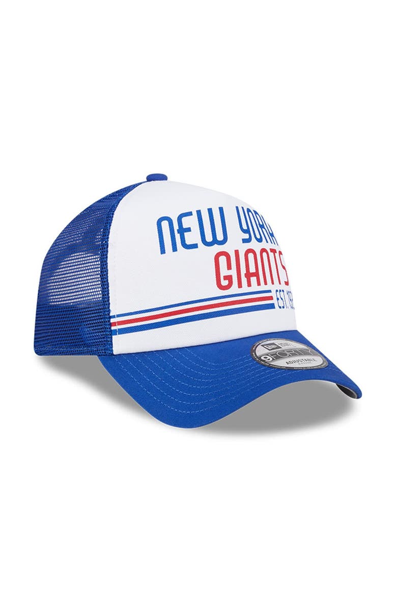 New Era Men's New Era White/Royal New York Giants Stacked A-Frame Trucker 9FORTY Adjustable Hat, Alternate, color, White
