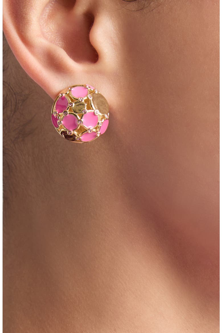 Geometric Sphere Stud Earrings, Alternate, color, PINK