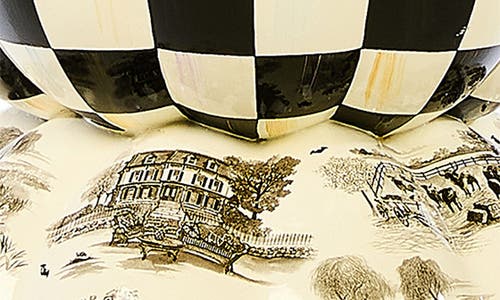 Mackenzie-childs Mackenzie Childs Black Toile Pumpkin Outdoor Trophy In Multi