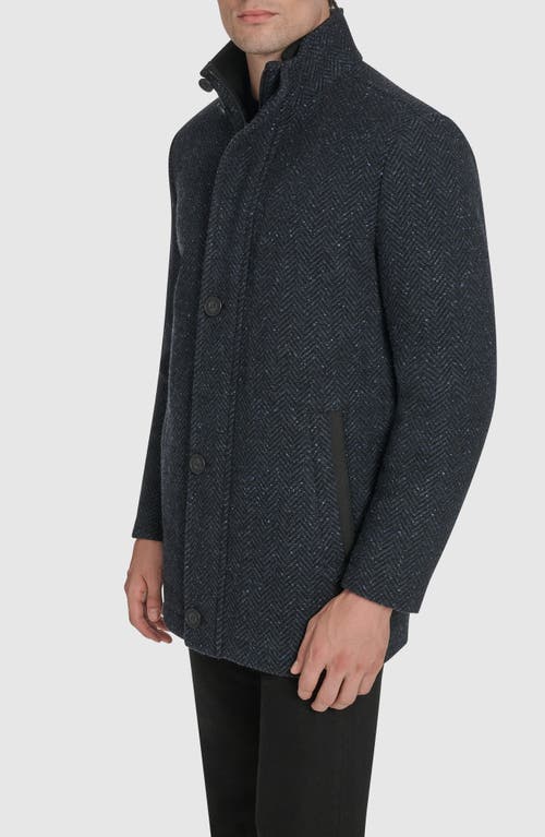 Andrew Marc Dorsey Plaid Wool Blend Car Coat In Black