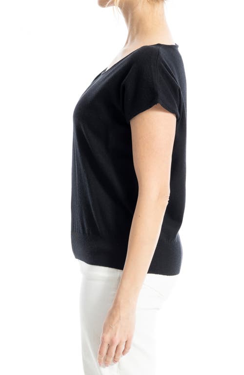 Max Studio Twist Neck Sweater Top In Black
