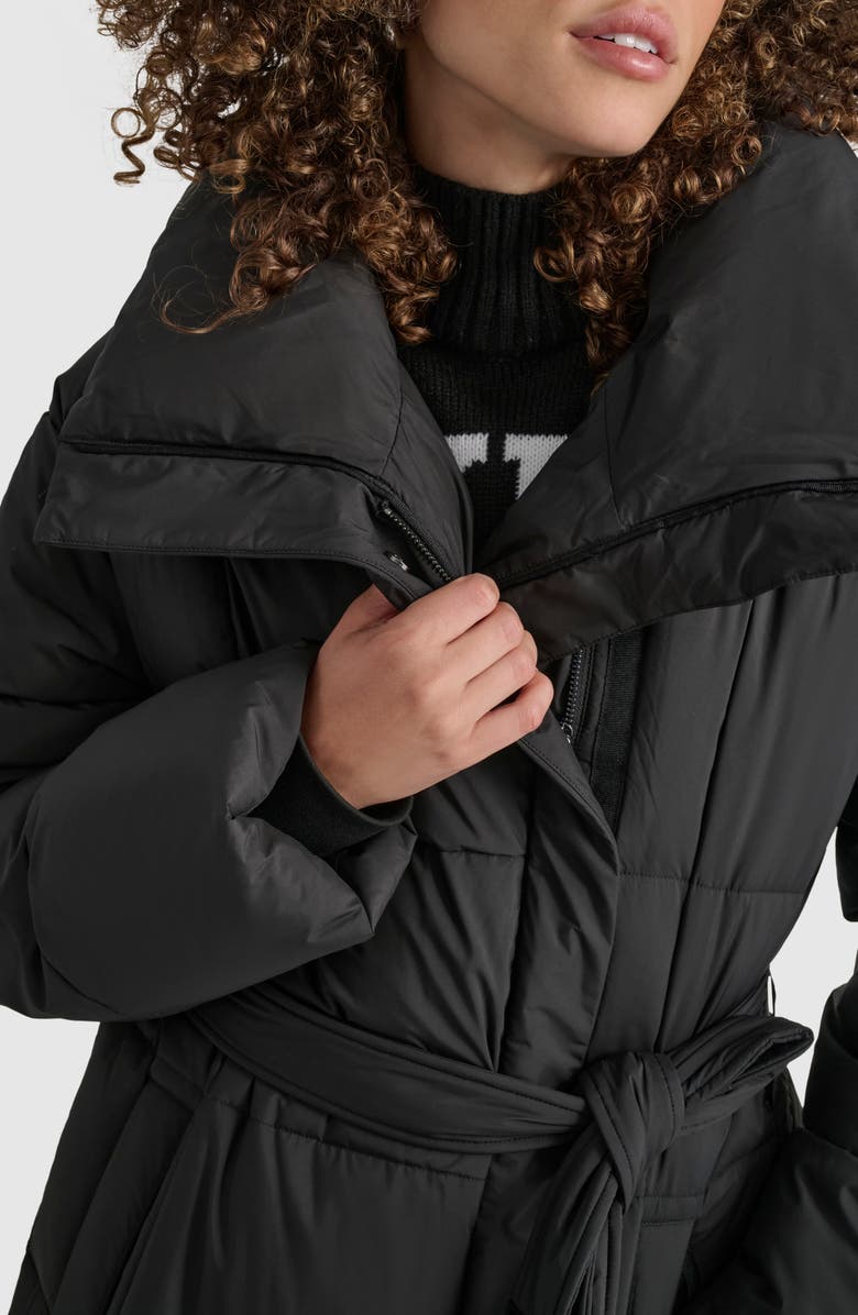 DKNY Asymmetrical Belted Water Resistant Puffer Jacket, Alternate, color, 