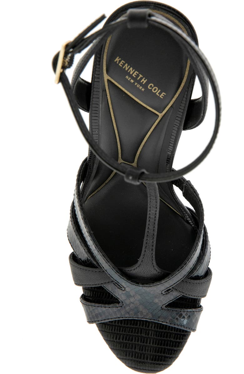 Kenneth Cole Liona Embossed T-Strap Sandal, Alternate, color, Black Postal Snake