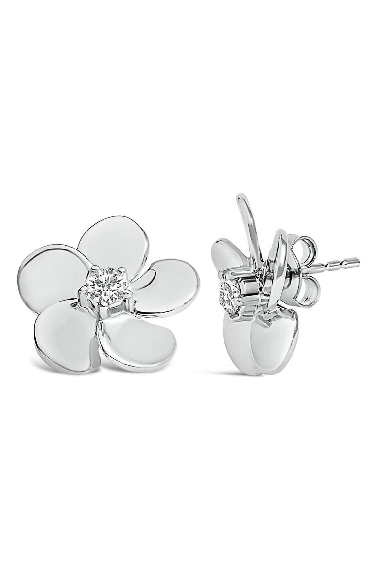 10K Gold 1/3 Cttw Lab Grown Diamond Flower Petal Stud Earrings, Alternate, color, White