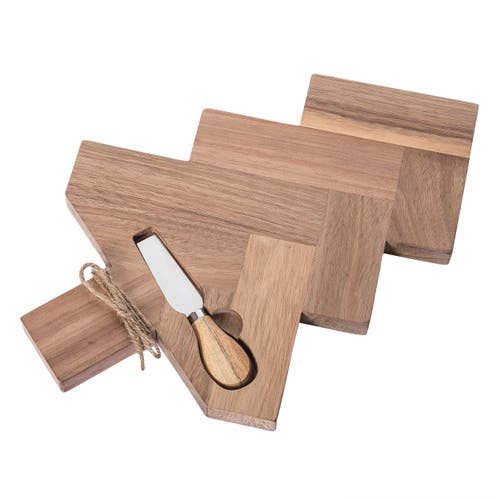 Transpac Wood Holiday Tree Serving Board For Christmas Gatherings In Brown
