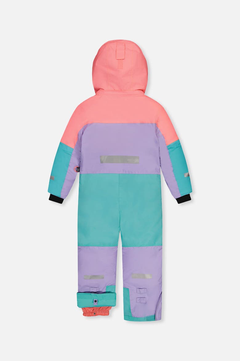 Teknik & Reinforced Knees One Piece Snowsuit, Alternate, color, Lavender, Turquoise and Orange